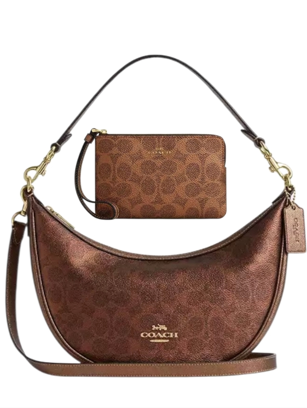*NWT* COACH Aria Shoulder Bag & Wristlet In Copper/Signature Canvas